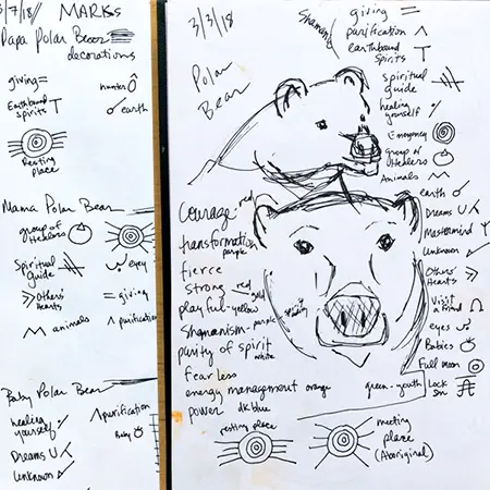 Sketches of polar bear family with details