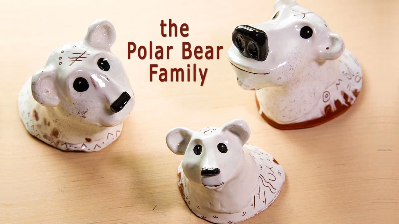 Polar Bear Family - Spirit Animals - Ceramic Sculptures