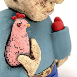 Farmer Doug Loves His Chickens Sculpture