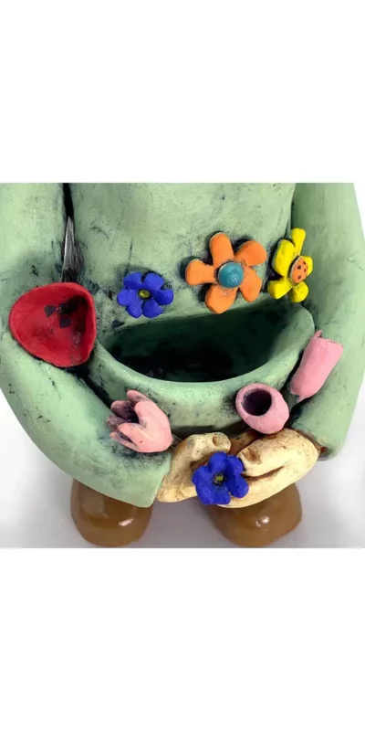 Flower Farmer Dori Clay Sculpture Close Up -Flowers
