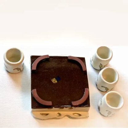 Large Ceramic Whiskey Tray Set with 4 Cups