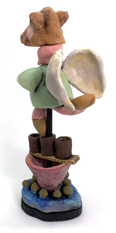 Maintaining Balance Clay Sculpture Side Shot