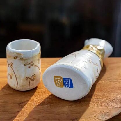 Porcelain Sake Bottle with 2 Sake Cups