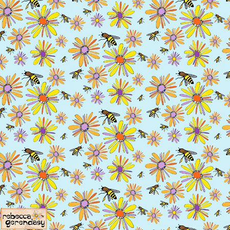 Flowers Bees Pattern