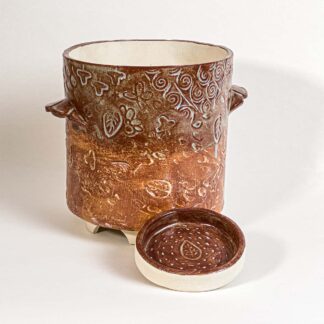 Cinnamon Ceramic Planter with Tray