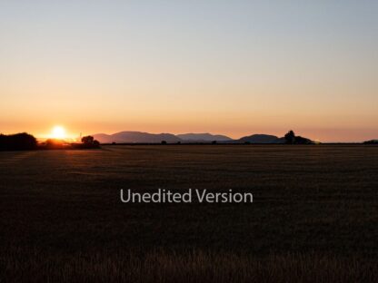 Setting Sun Across An Open Field In Mt Vernon, Washington - Unedited Version