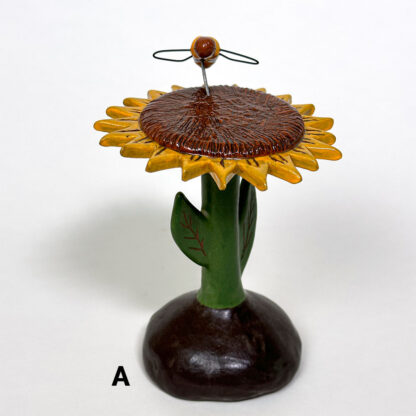 Sunflower with Honeybee Ceramic Sculpture