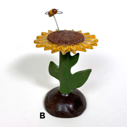 Sunflower with Honeybee Ceramic Sculpture