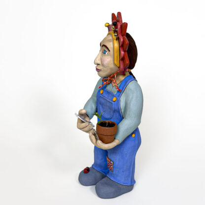 Hanna the Flower Girl Ceramic Sculpture - side view