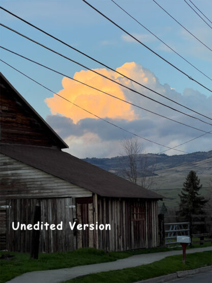 Ashland sunset cloud with deep dark blues and bright reddish-yellow - Unedited Version