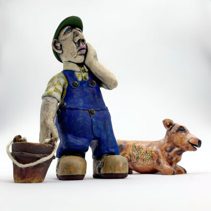 Dairy Farmer Gus with Maisie the Cow Sculpture Family