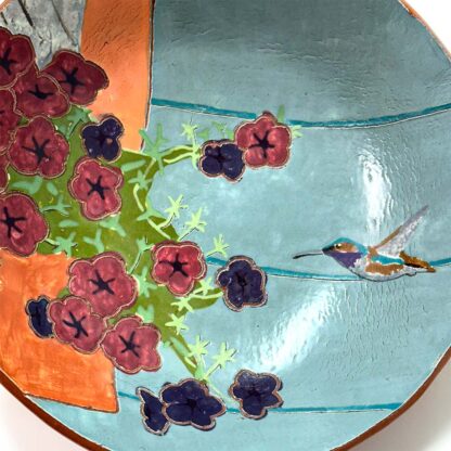 Hummingbird Ceramic Bowl -Matte Surface -Detail