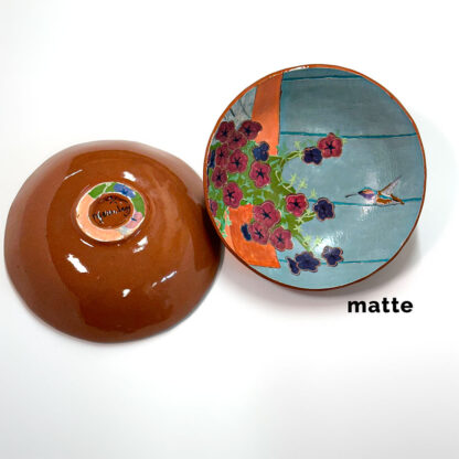 Hummingbird Ceramic Bowl -Matte Surface/Front/Back