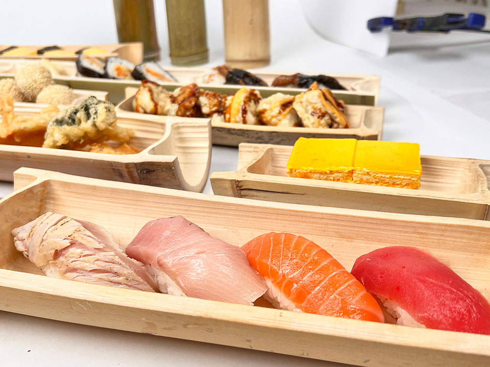 Sushi in bamboo trays-Charissa Brock -Holiday Sale 2024