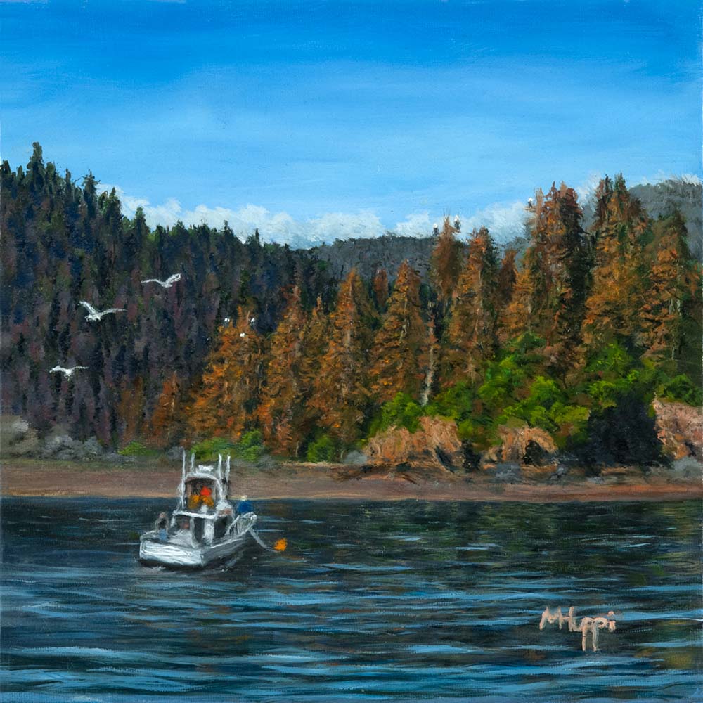 Maria Huppi Boat On Lake Painting