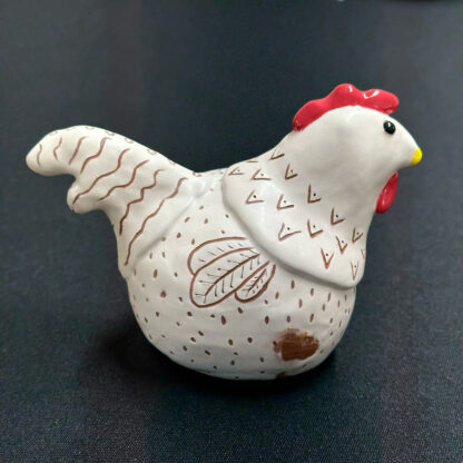 Agnes the Ceramic Chicken -Side View