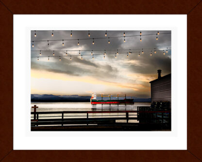 Ship At Sunset - Archival Pigment Print Framed