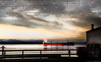 Ship At Sunset - Archival Pigment Print