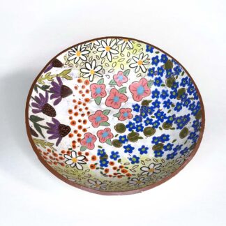 7 inch diameter ceramic hand built monoprint bowl